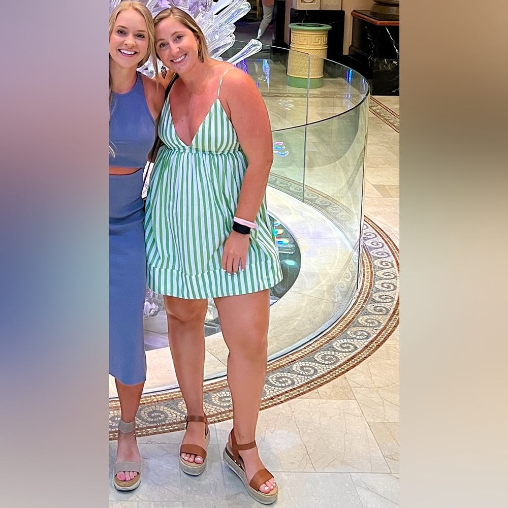 Abercrombie Green and White Striped Dress